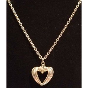 **SALE Vintage Long Substantial Gold Tone Heart Pendant Necklace**